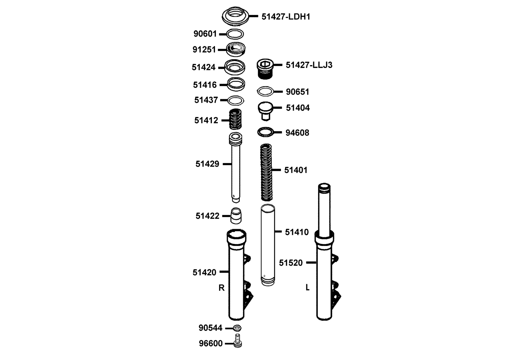KYMCO PEOPLE S250 (2007-2007) Separated Parts Of Fr Fork parts diagram