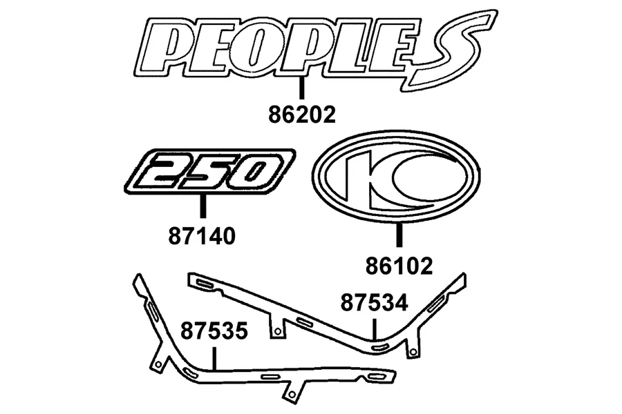 F26 Emblem and Stripe parts diagram