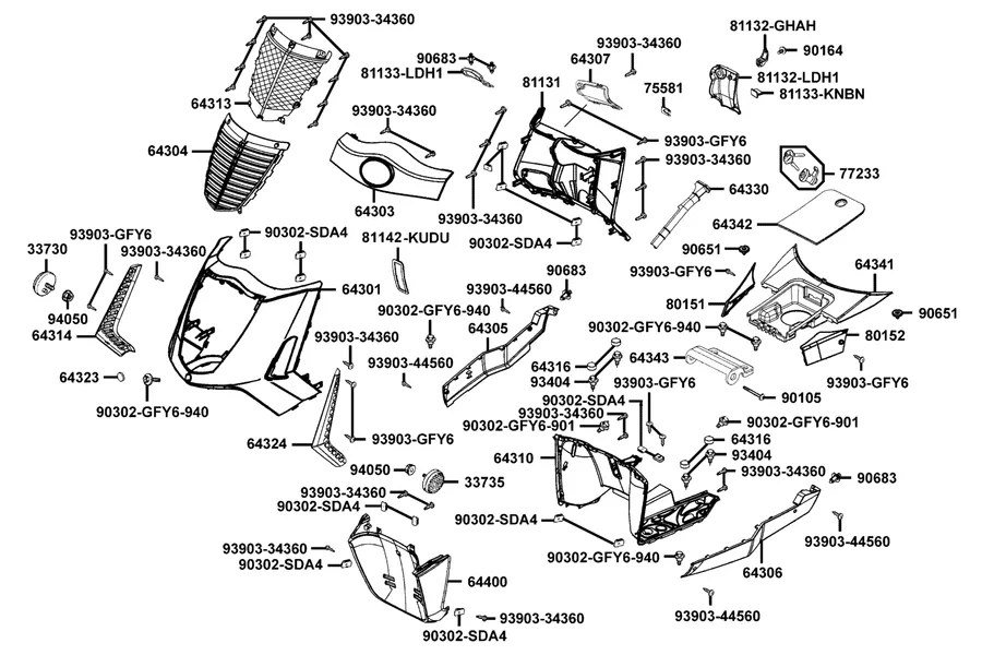 F05 Front Cover parts diagram