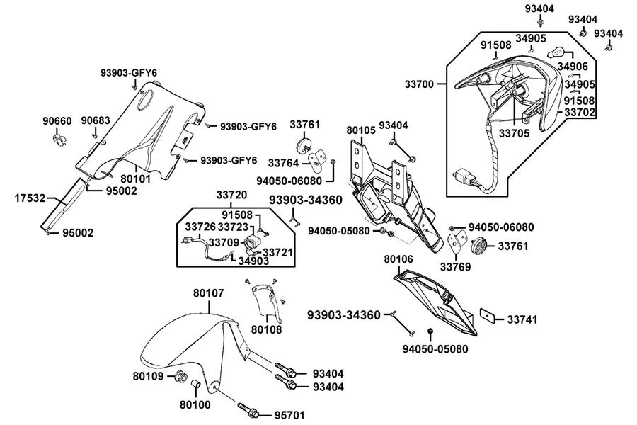F19 Rear Light and Rear Fender parts diagram