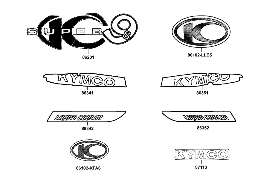 F25 Emblem and Stripe parts diagram