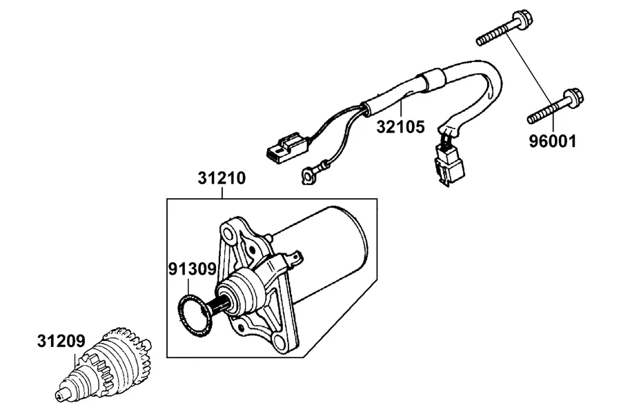 E04 Starting Motor parts diagram