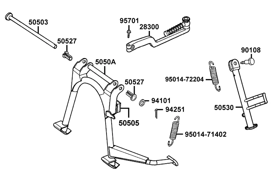 F16 Stand and Kick Starter Arm parts diagram