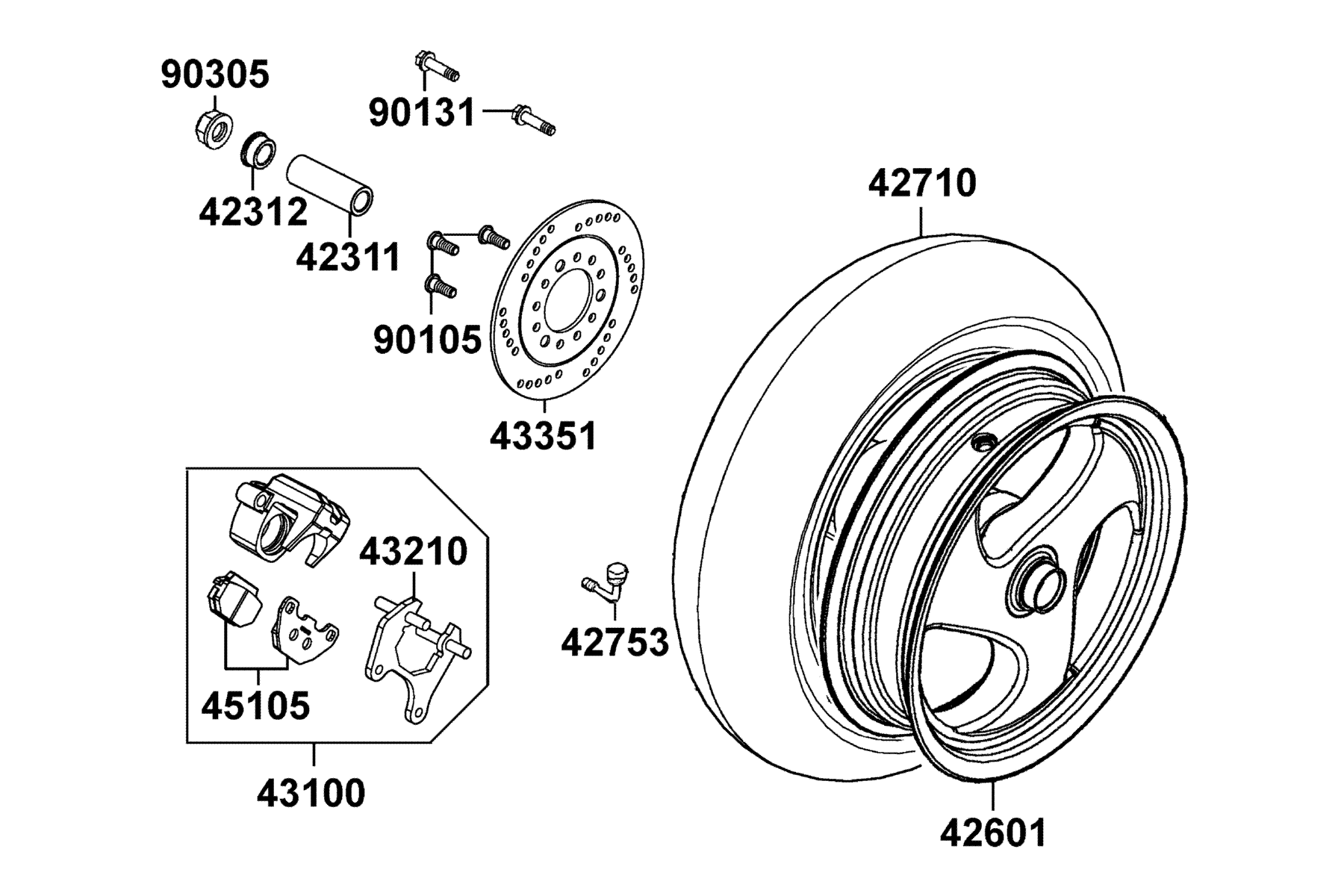 KYMCO SUPER 9S (2004-2006) Rear Wheel parts diagram