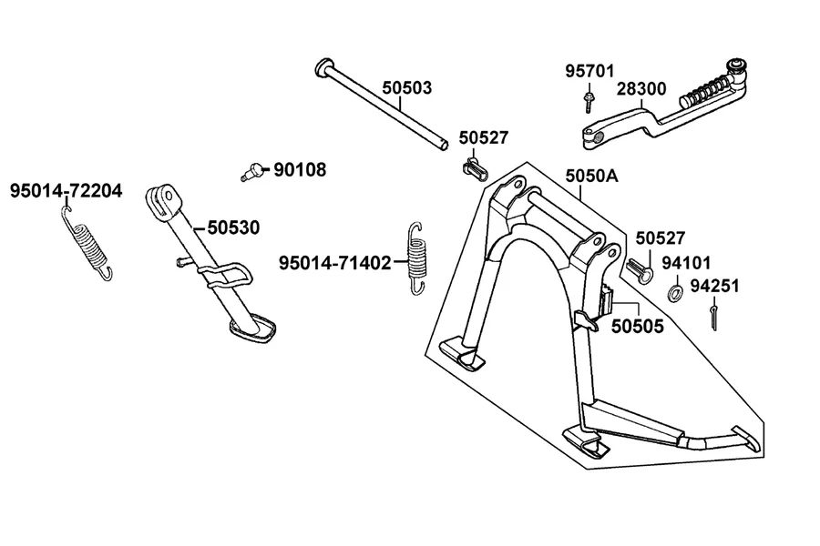 F16 Stand and Kick Starter Arm parts diagram