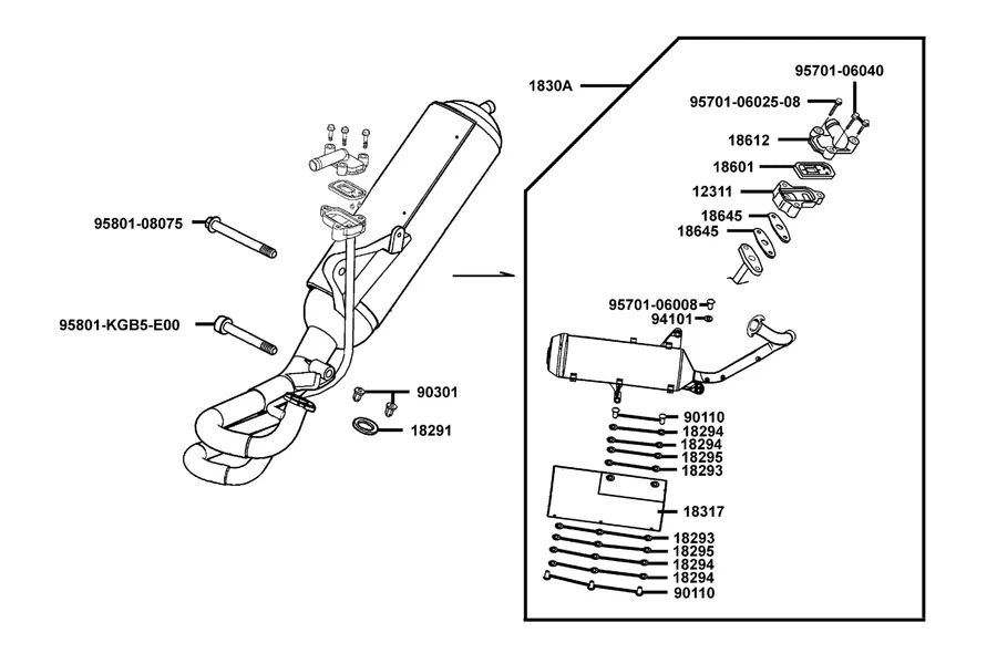 F15 Exhaust Muffler parts diagram