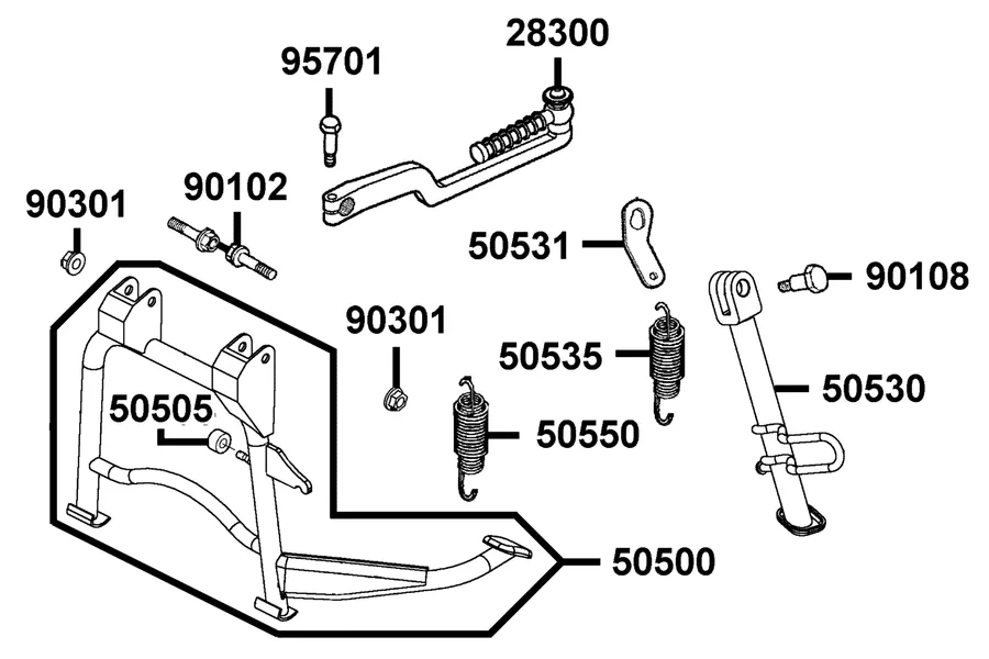 F15 Stand and Kick Starter Arm parts diagram
