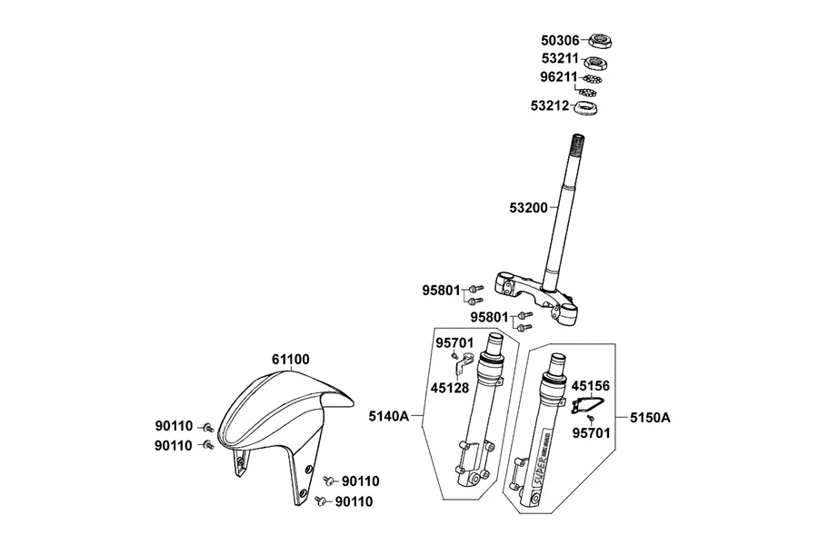 F06 Steering Stem and Front Fork parts diagram