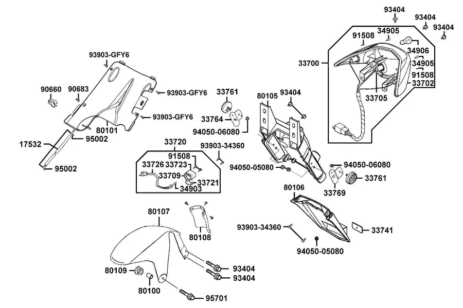 F19 Rear Light and Rear Fender parts diagram