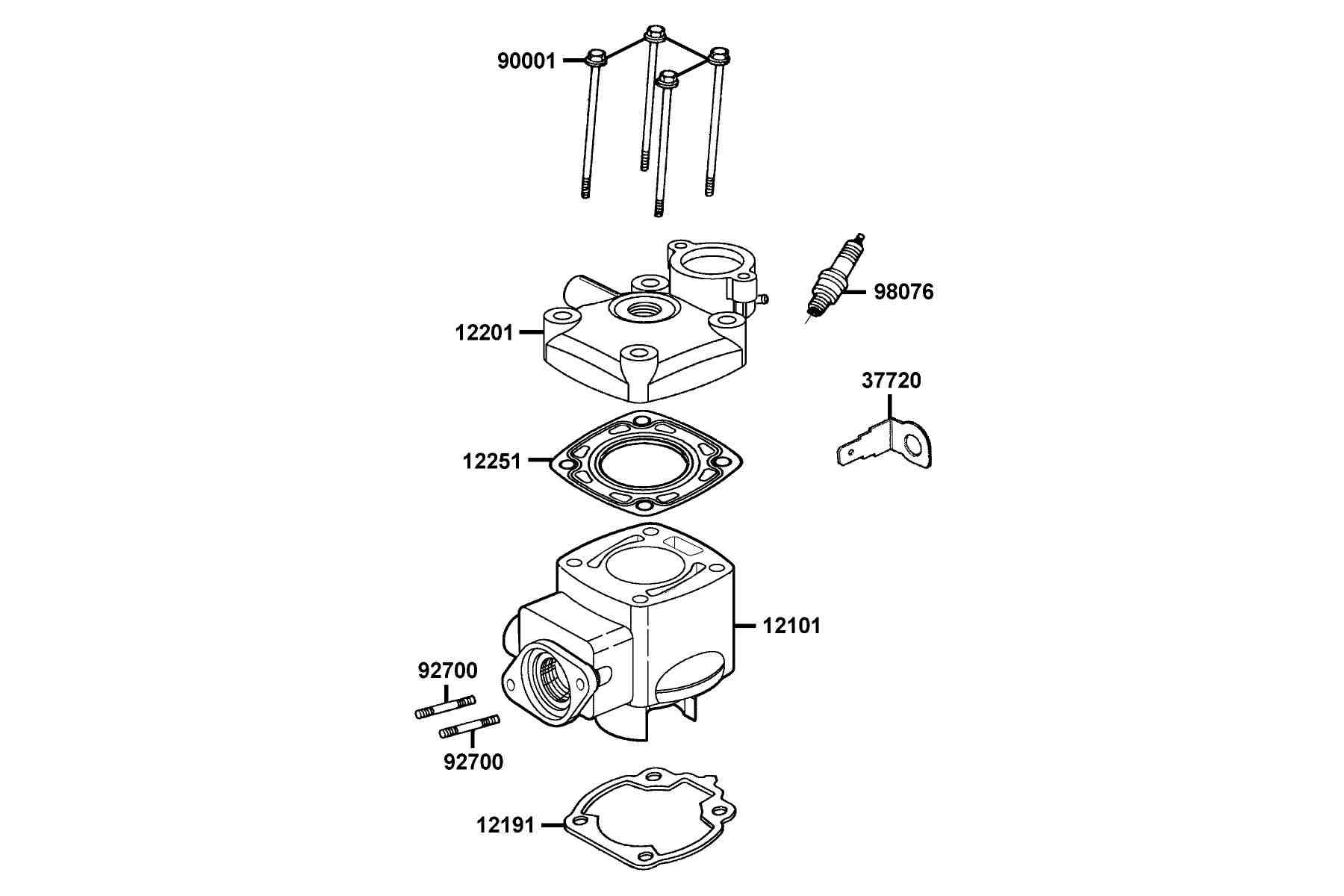 KYMCO SUPER 9 (2002-2003) Cylinder Head Cover and Cylinder Head parts diagram