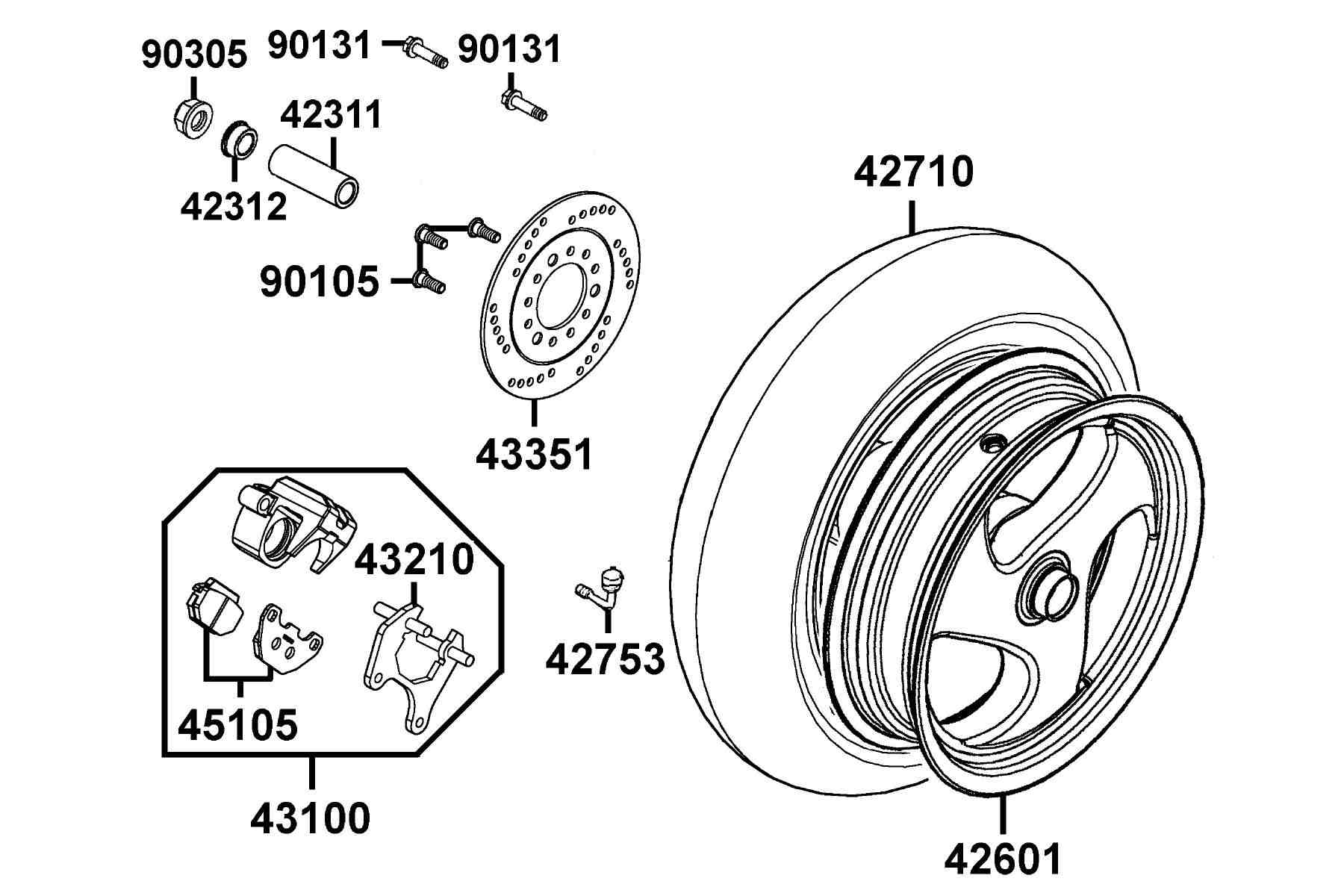 KYMCO SUPER 9 (2002-2003) Rear Wheel parts diagram