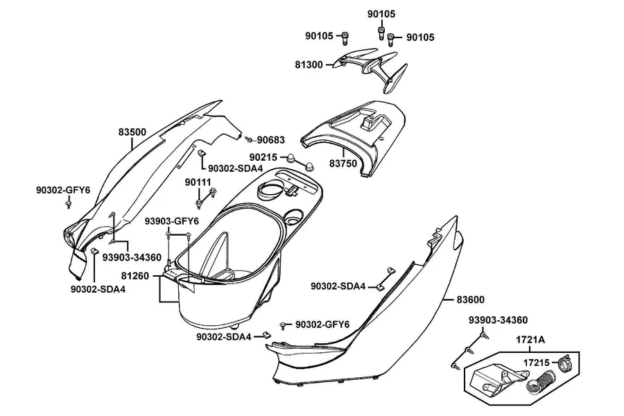 F13 Body Cover and Luggage Box parts diagram