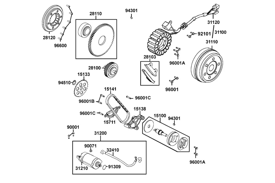 E06 Starting Motor and Generator parts diagram