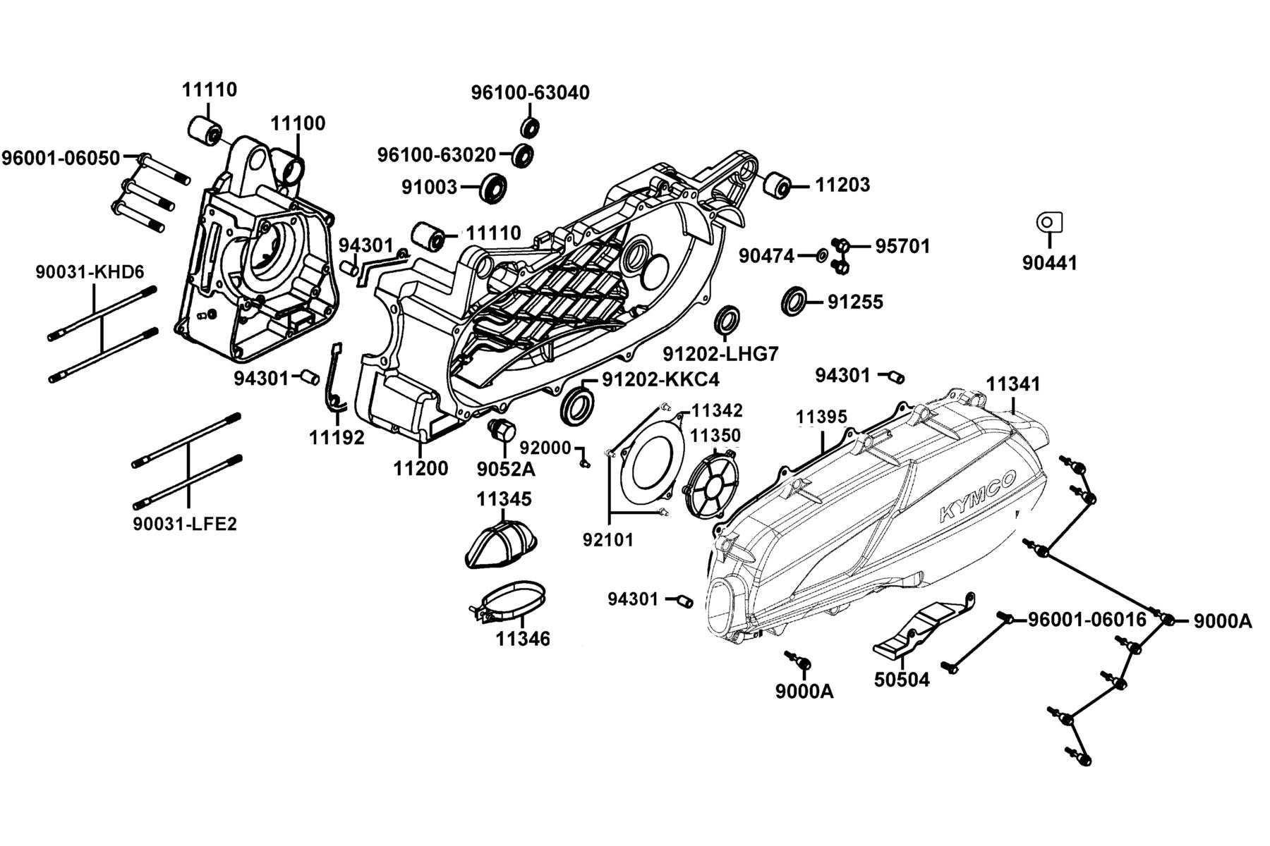 X-Town 300i ABS (2020) Crank Case parts diagram