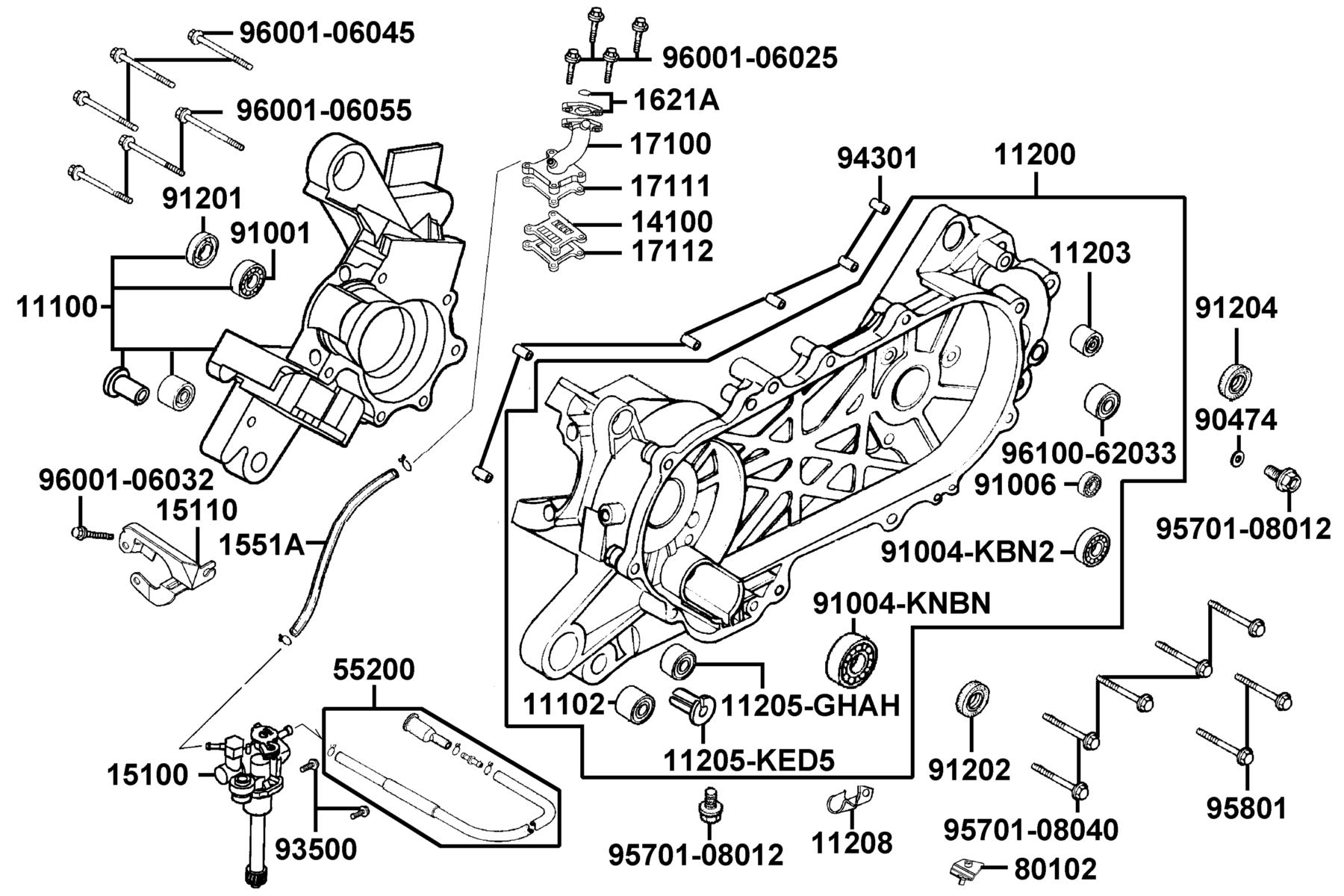 LIKE 50 LX(2012~) Crank Case parts diagram