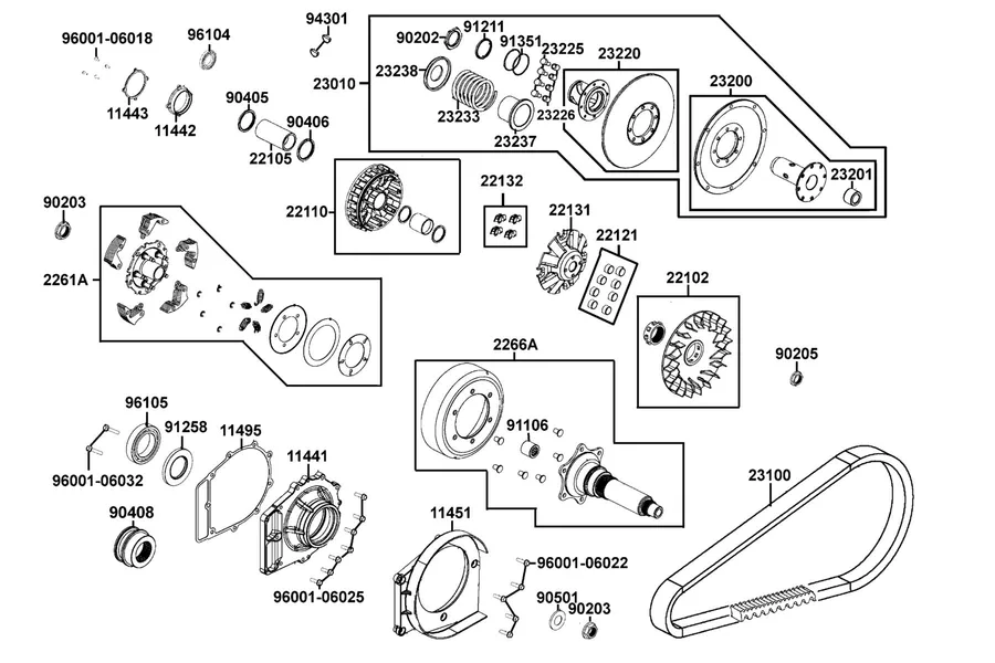 E05 Drive Pulley parts diagram