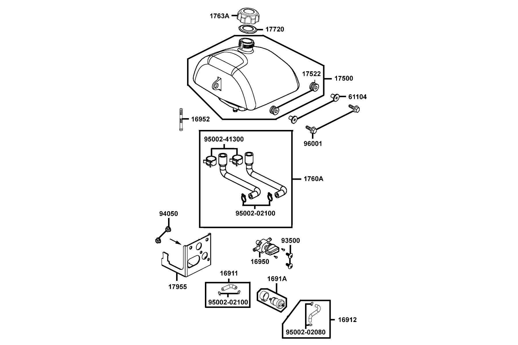 KYMCO Mongoose 90 (2010+) Fuel Tank parts diagram