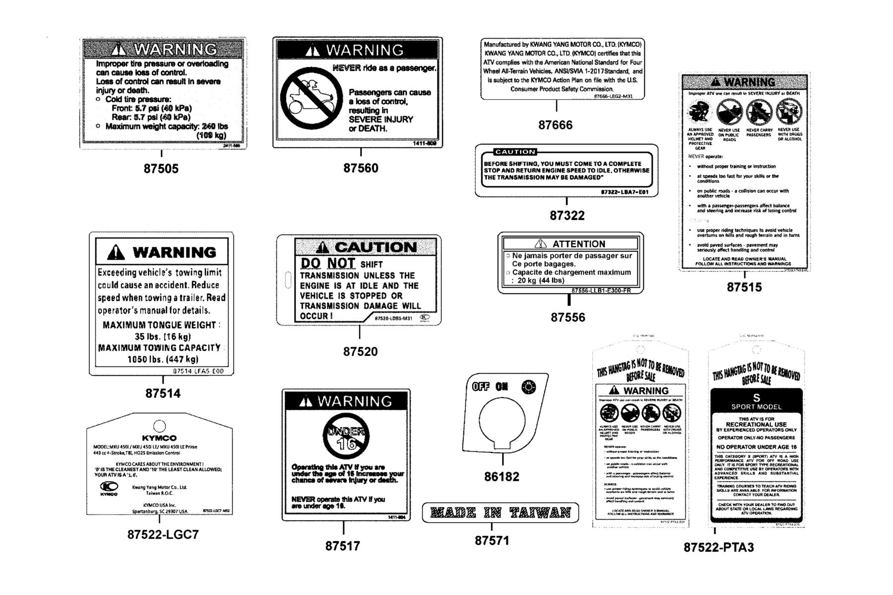 MAXXER 450I Caution Label parts diagram