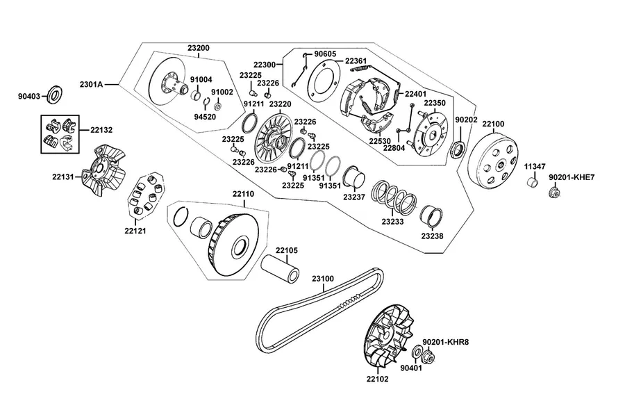 E06 Drive Pulley parts diagram