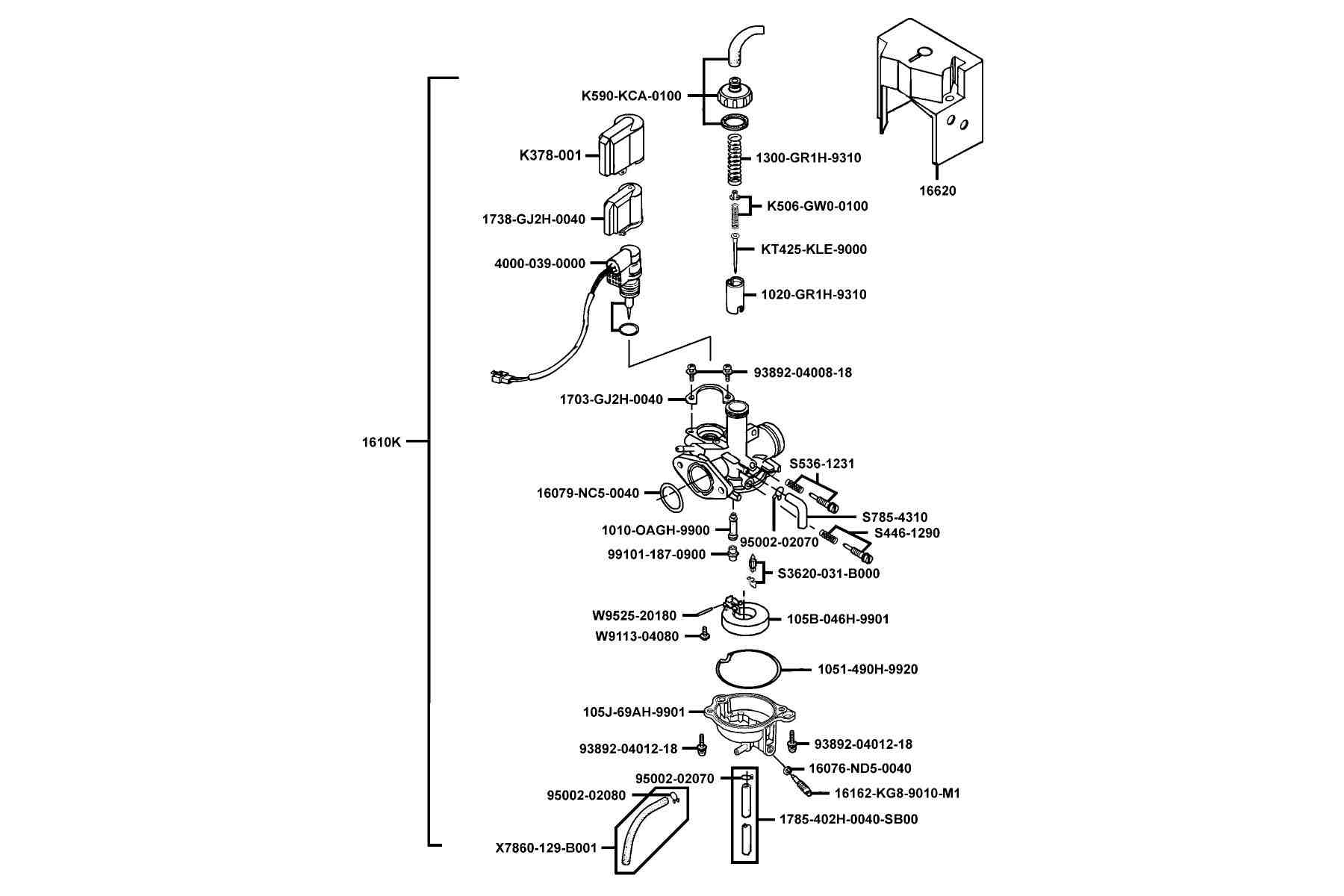 KYMCO ZX 50 (2000-2006) Carburetor parts diagram