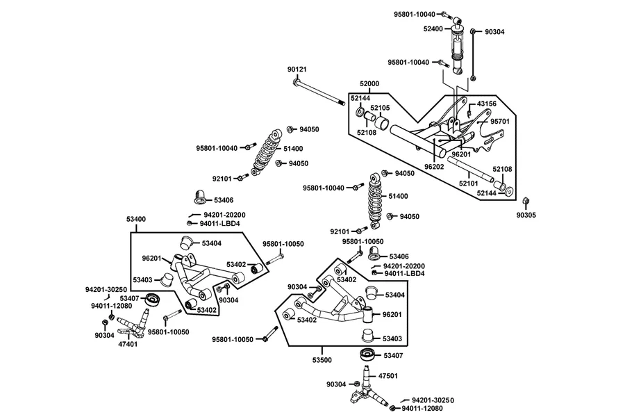 F15 Cushion and Fork Rear parts diagram