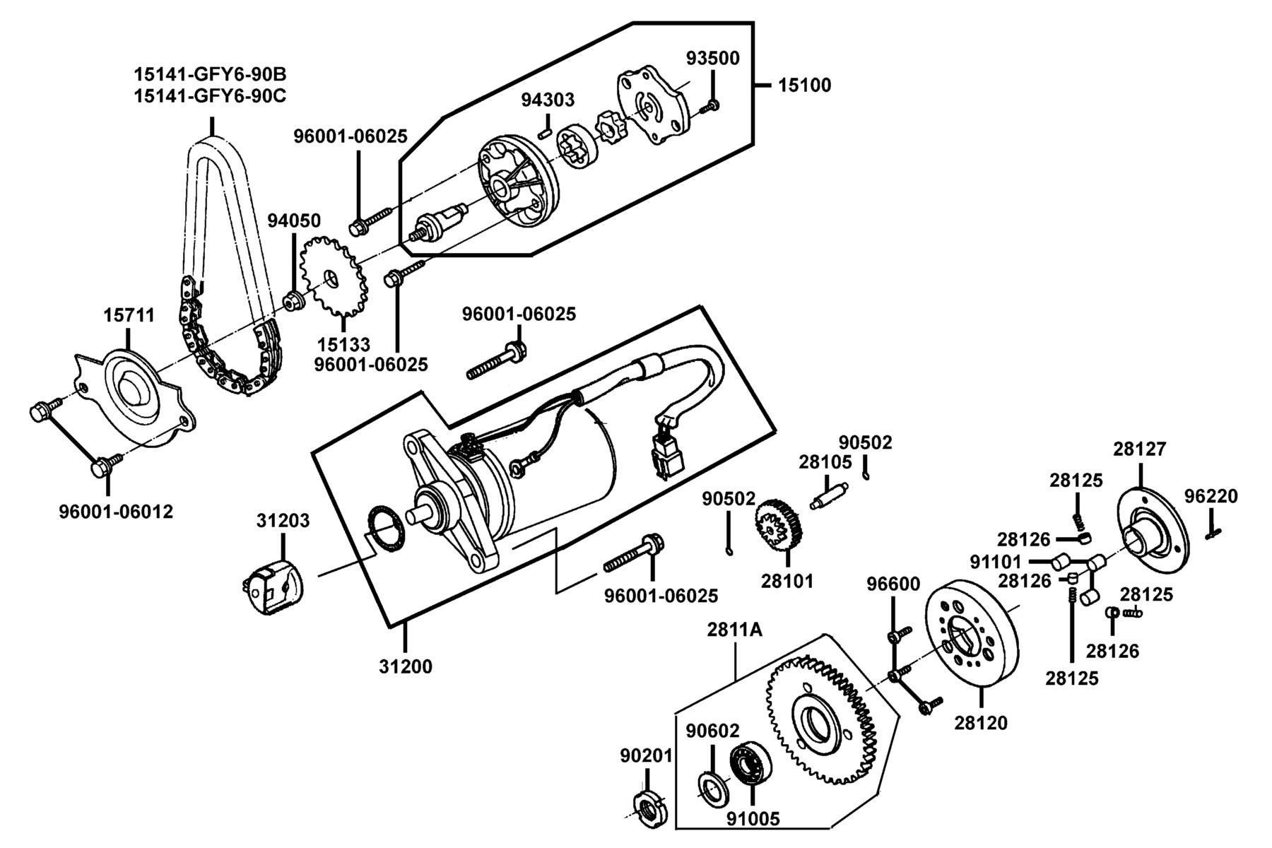 Mongoose 90S(2019) Starting Motor●Oil Pump parts diagram