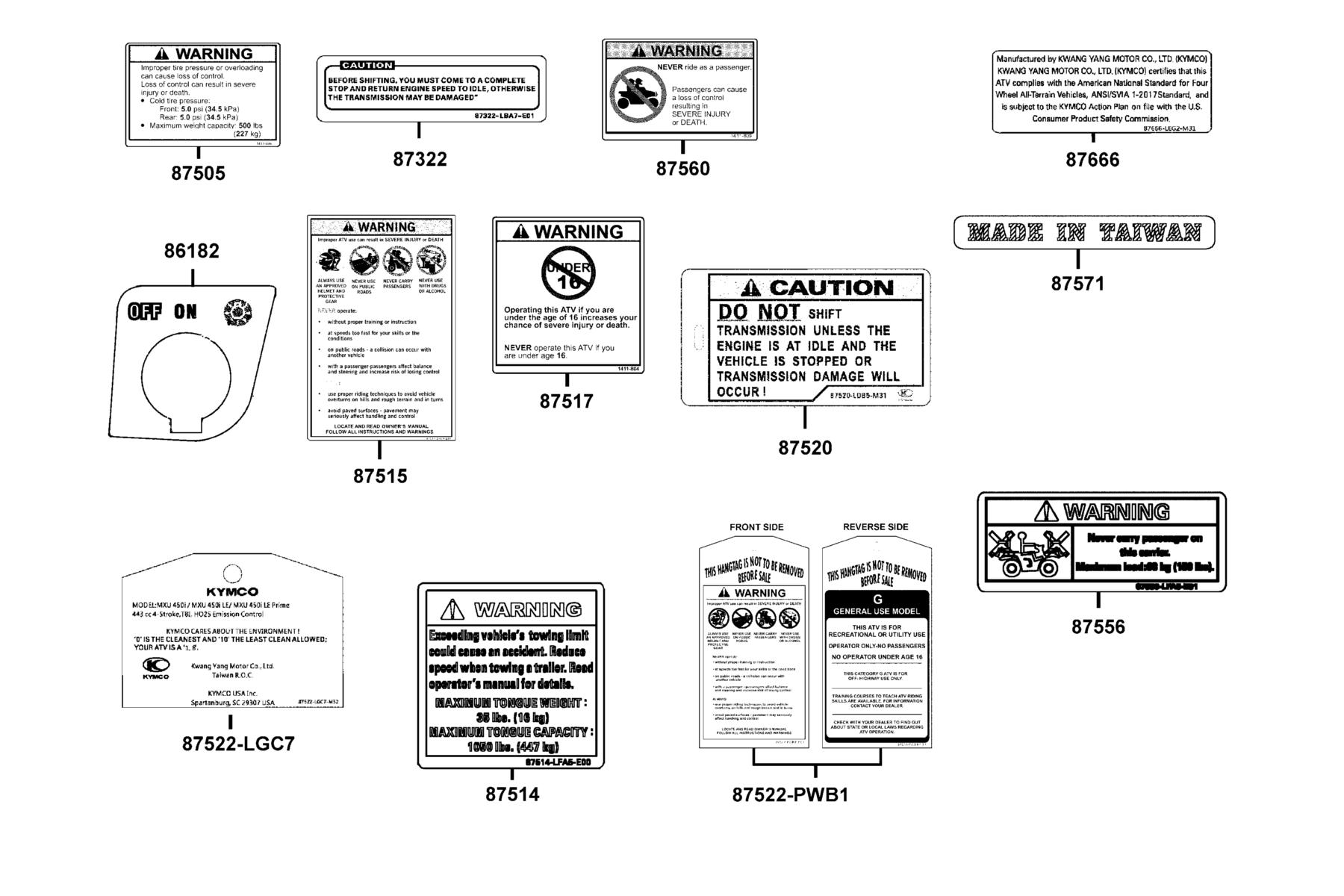 MXU 450i LE(2019) Caution Label parts diagram