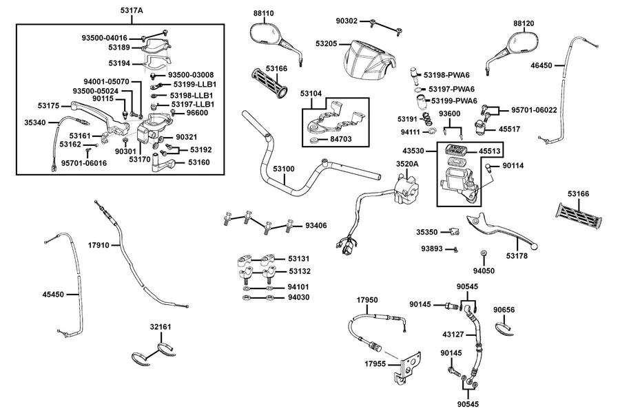 F03 Handle Steering parts diagram