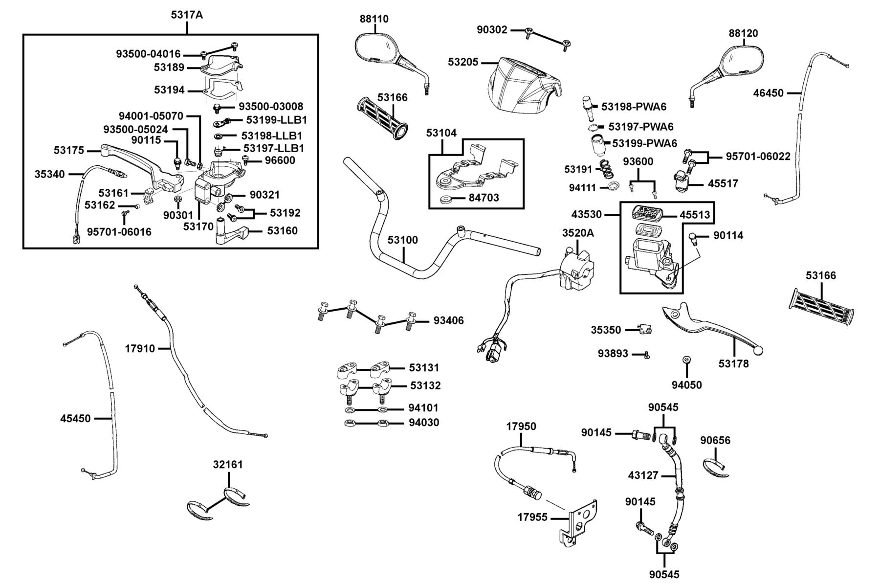 KYMCO MXU 150 (2012) Handle Steering parts diagram