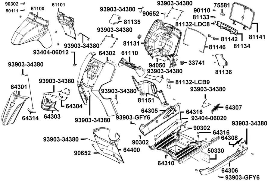 F05 Front Cover and Front Fender parts diagram