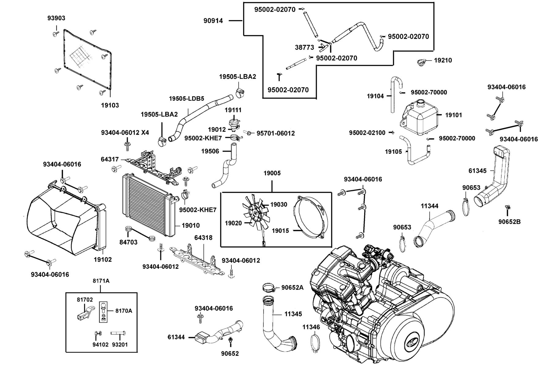 MXU Radiator parts diagram