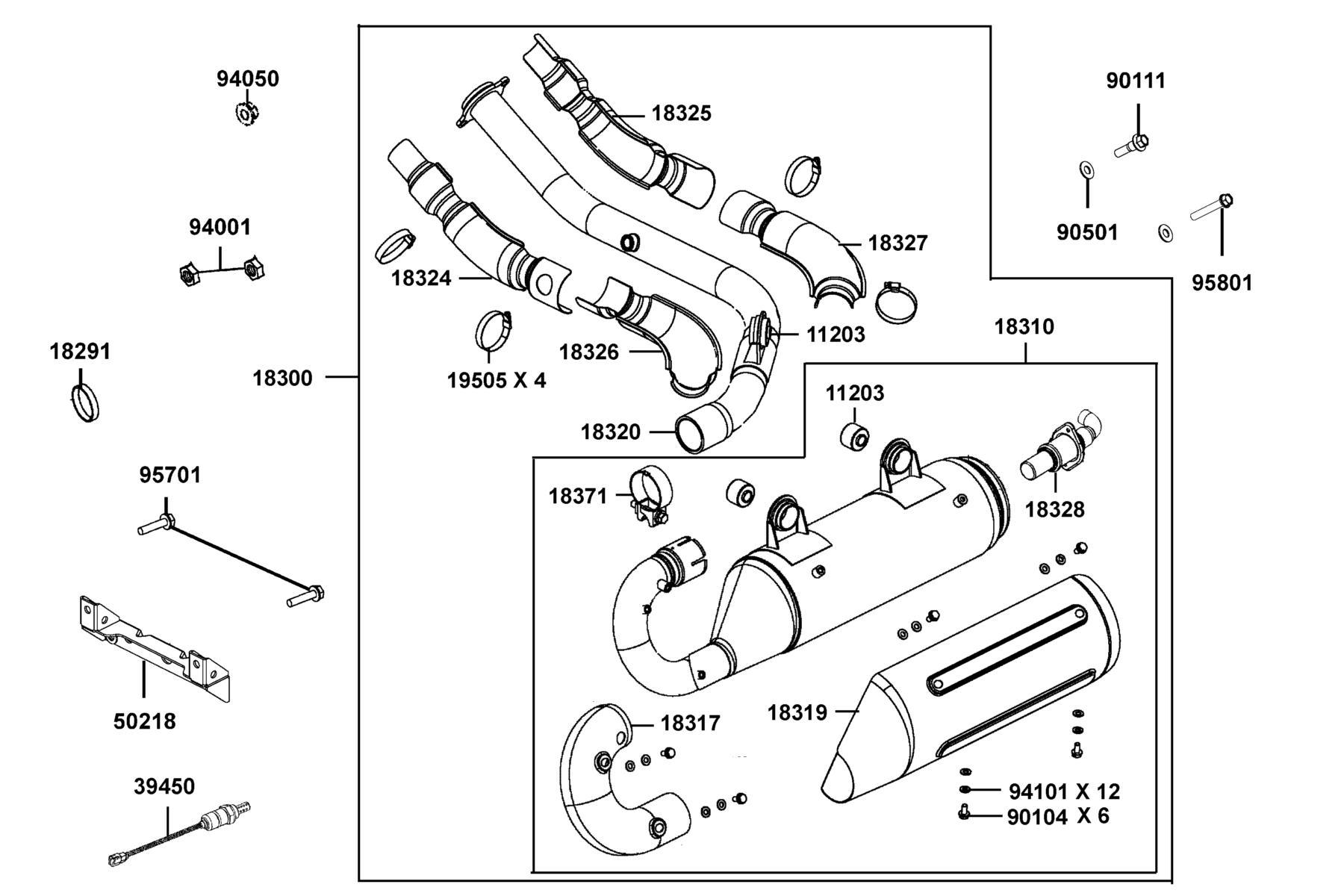UXV 700i LE EPS(2020) Exhaust Muffler parts diagram