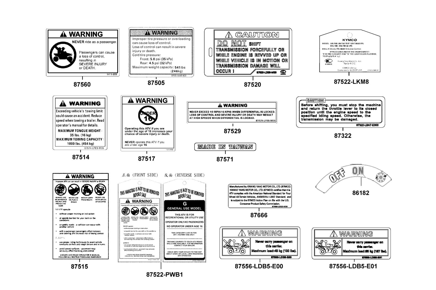 MXU 700i (2017~) Caution Label parts diagram
