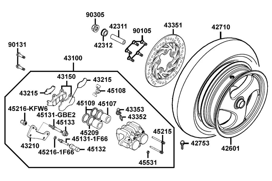 F08 Rear Wheel parts diagram