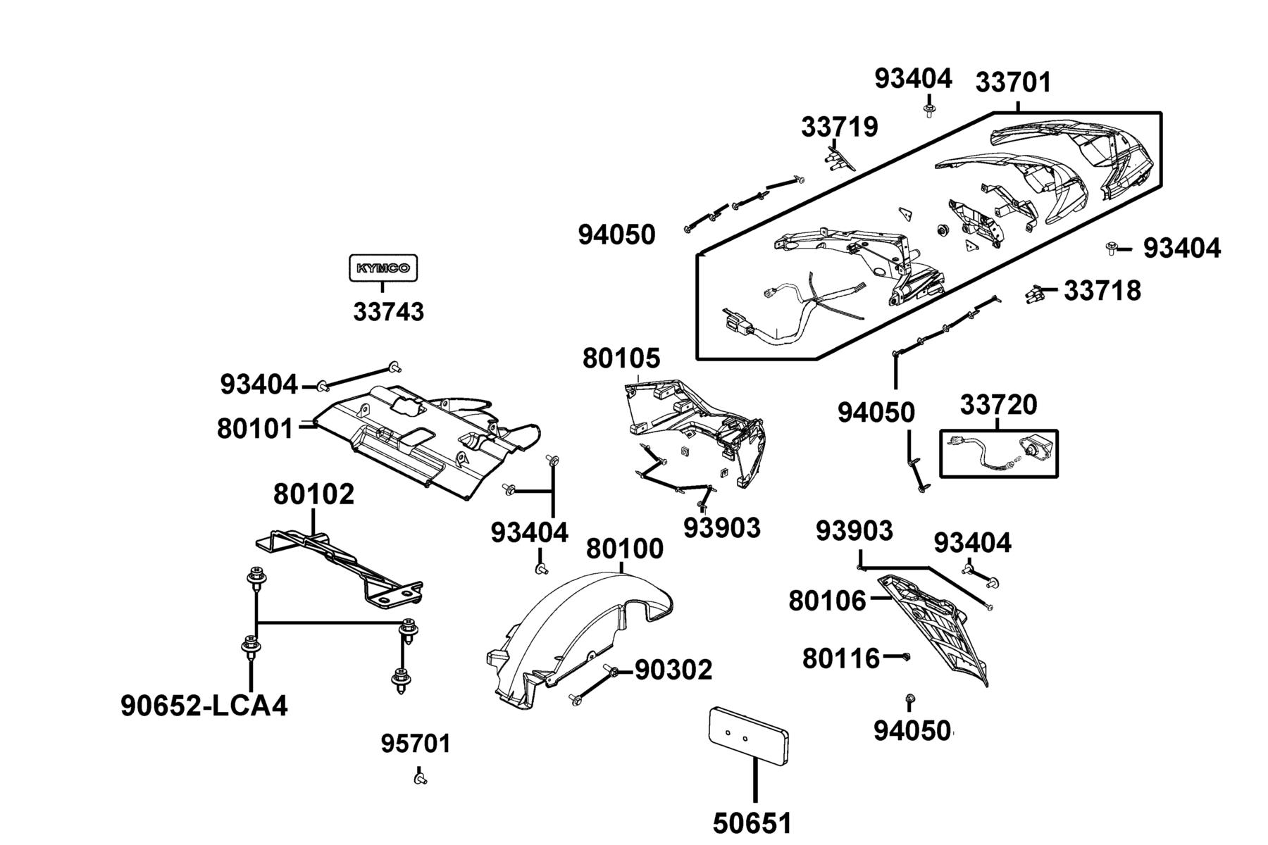 Like 150i Noodoe ABS (2023) Tail Light parts diagram
