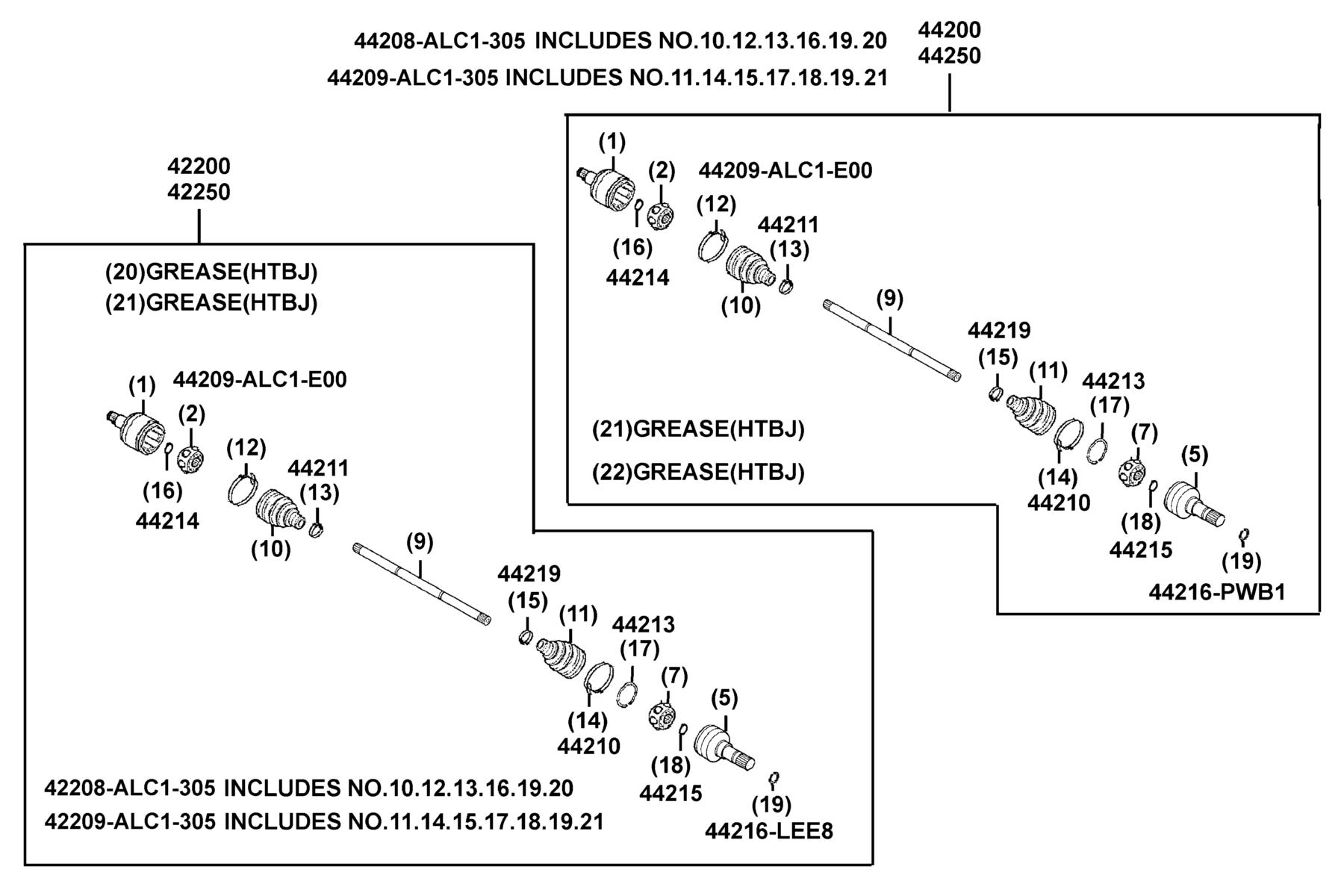 MXU 500i(4X4/IRS) (2017~) Separated Parts Of CVJ parts diagram