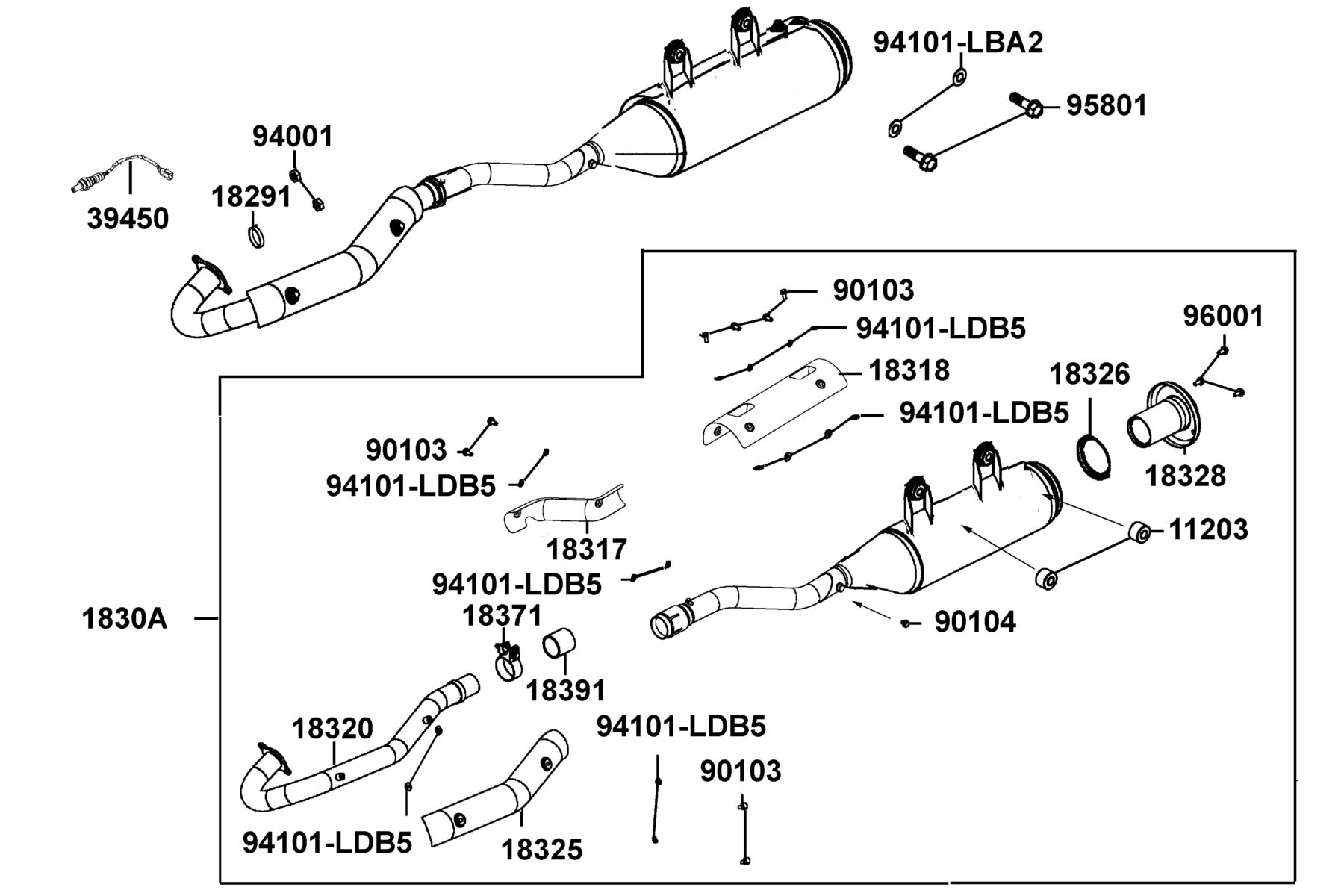 MXU 500i(4X4/IRS) (2017~) Exhaust Muffler parts diagram