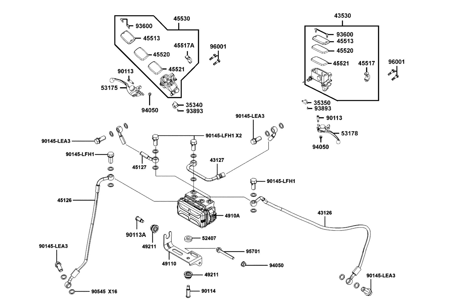 DOWNTOWN GT 350 Master Cylinder parts diagram