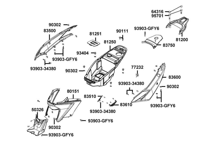 F12 Body Cover and Luggage Box parts diagram