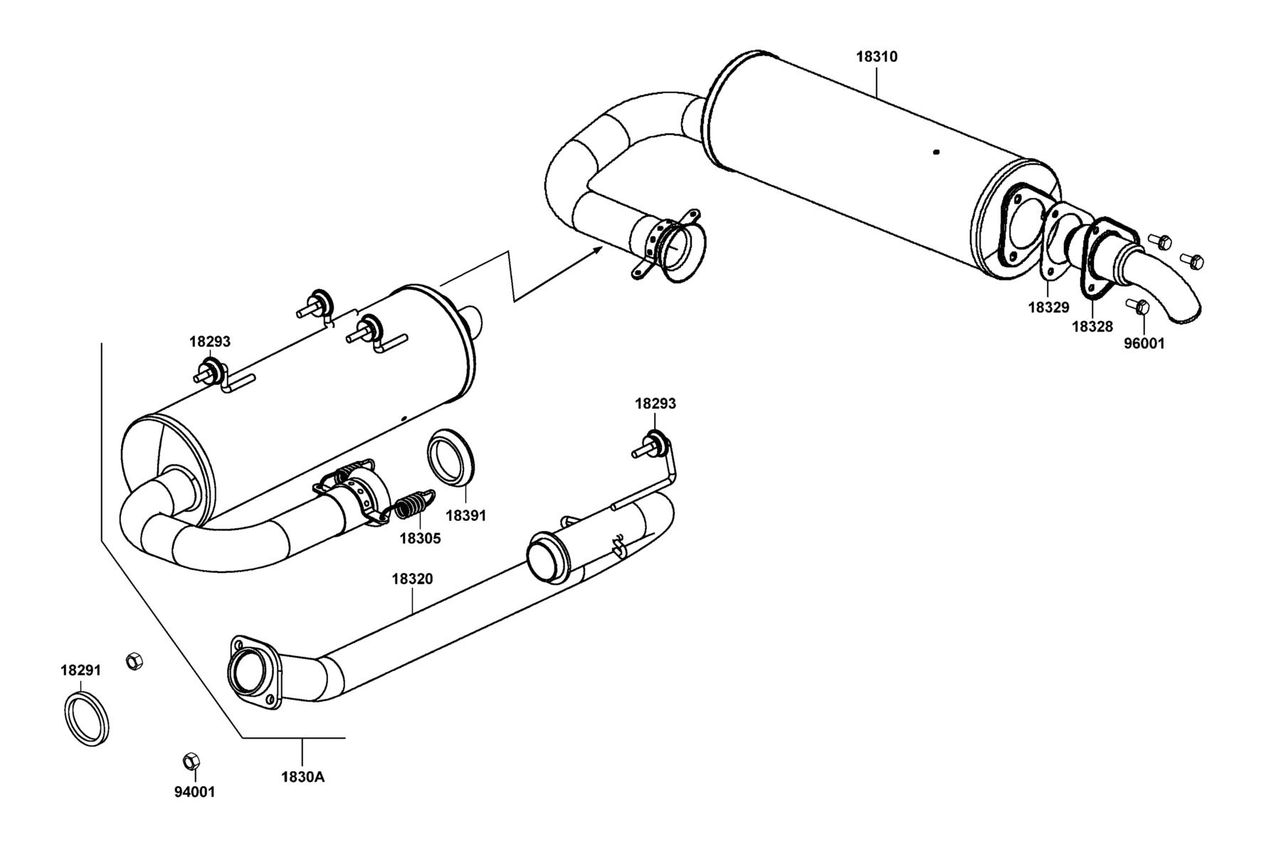 UXV 450i CAMO (2017~) Exhaust Muffler parts diagram