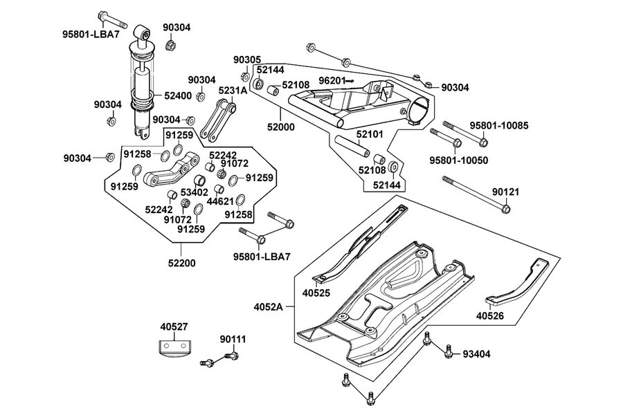 F18 Rear Fork parts diagram