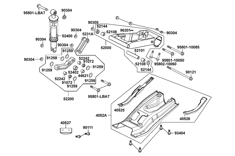 F18 Rear Fork parts diagram