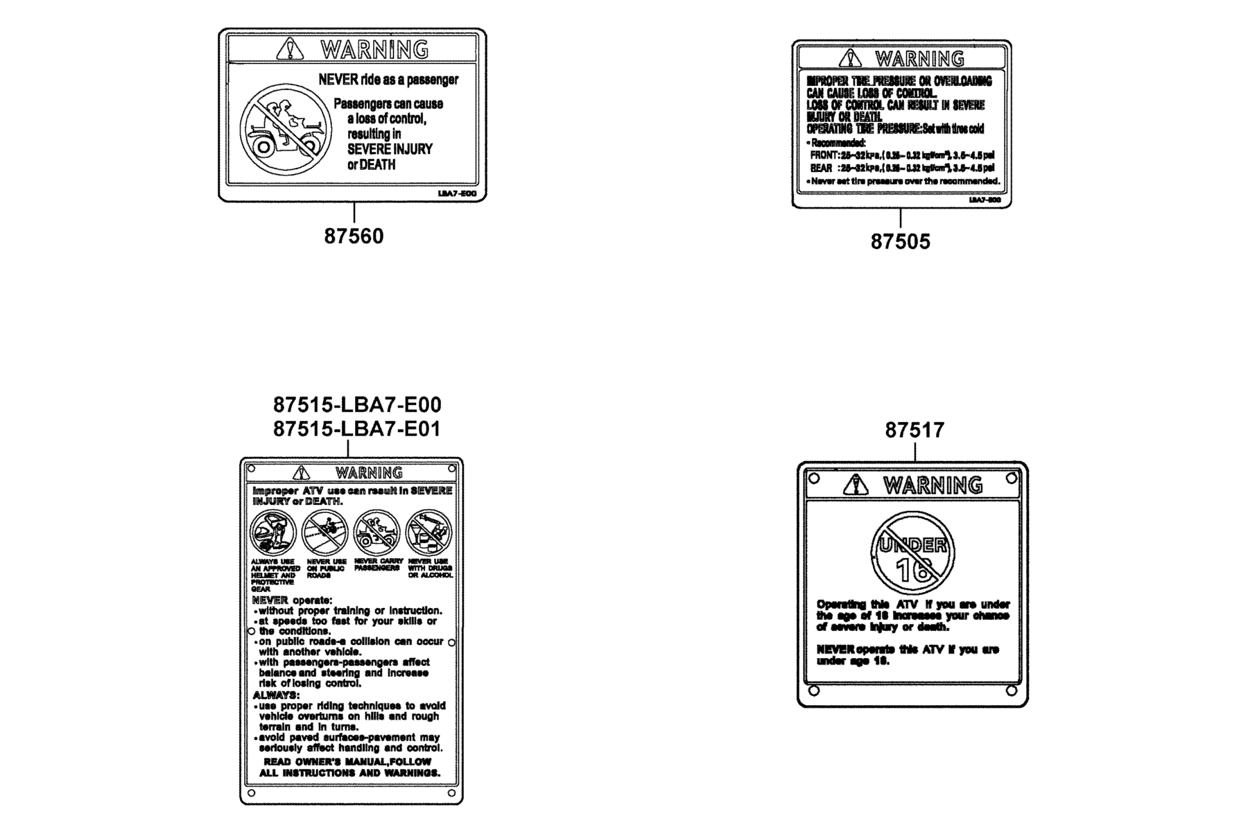 KYMCO Mongoose 250 (2004-2007) Caution Label parts diagram