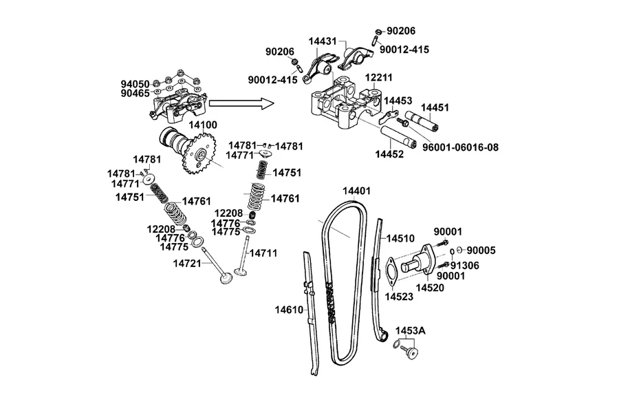 E03 Cam Shaft Comp parts diagram