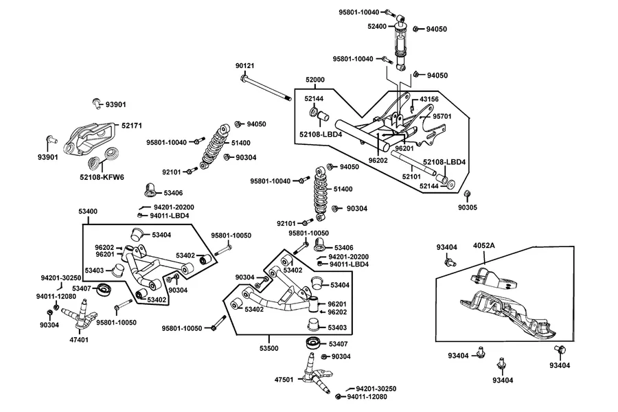 F14 Cushion and Fork Rear parts diagram