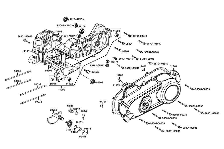 E01 Crank Case parts diagram