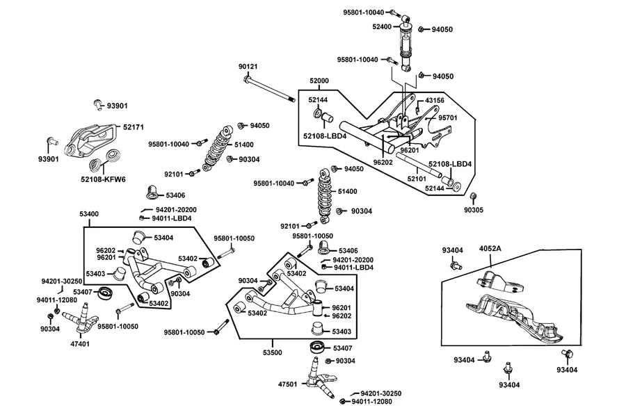 F15 Cushion and Fork Rear parts diagram
