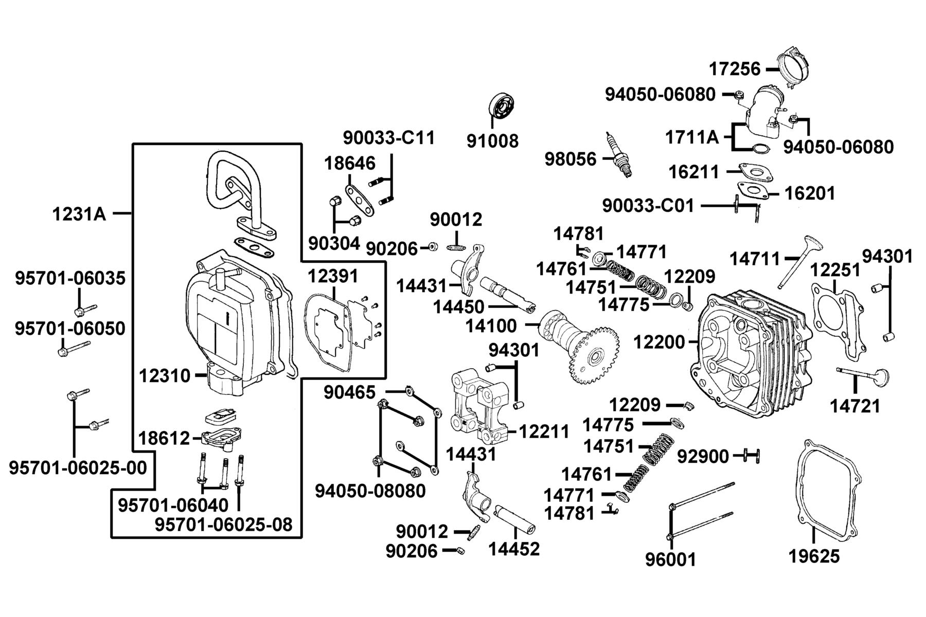 SUPER 8 150 Cylinder Head parts diagram