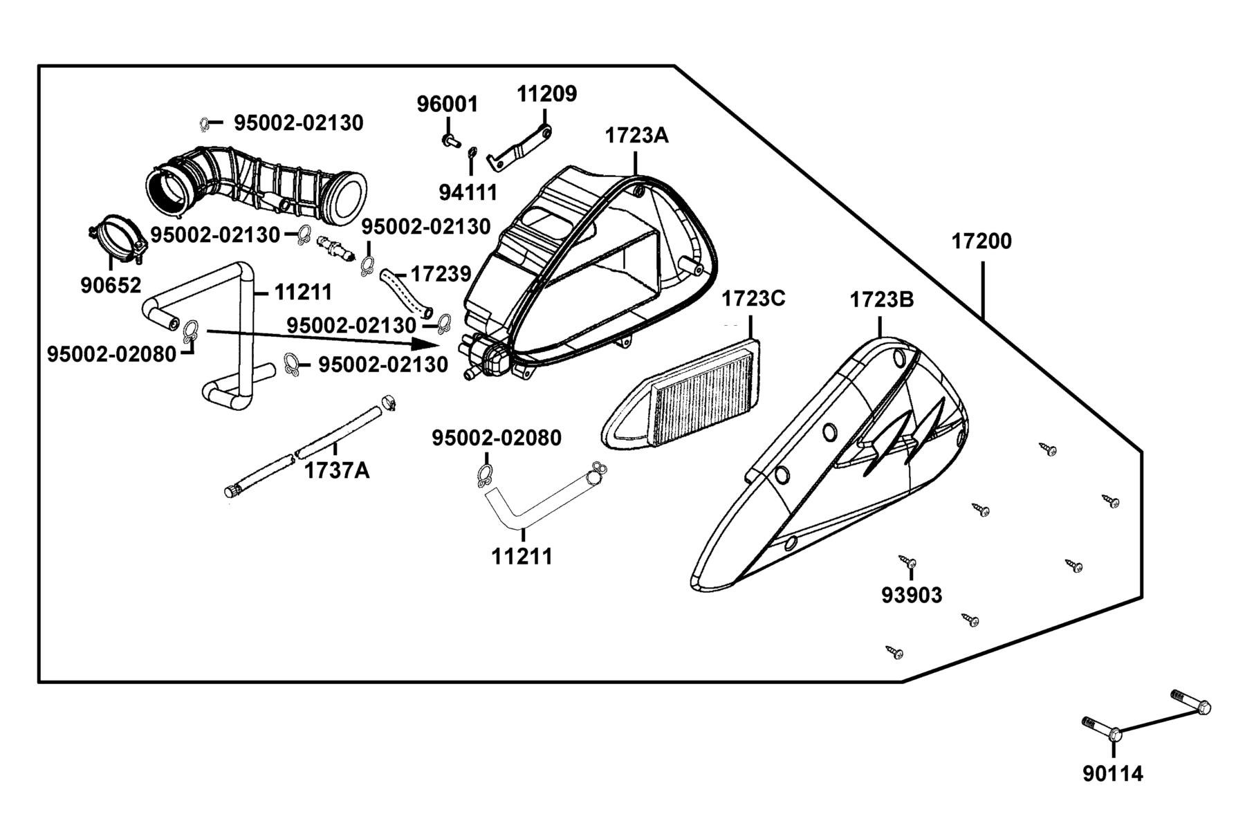 KYMCO Super8 150 (2008+) Air Cleaner parts diagram
