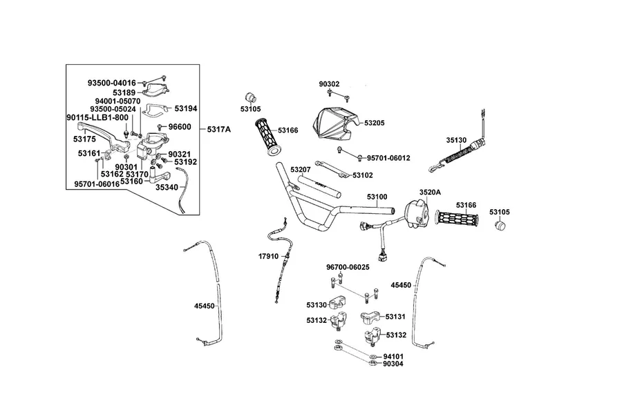 F03 Handle Steering and Handle Cover parts diagram